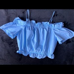 BP crop top light blue with white pin stripes